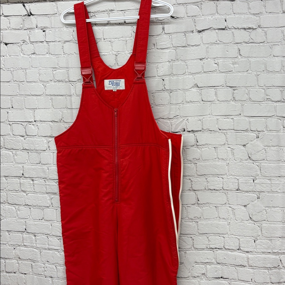 Vintage Ditrani Designs Bib Ski Pants Size 36  Made in Canada Red Zippers